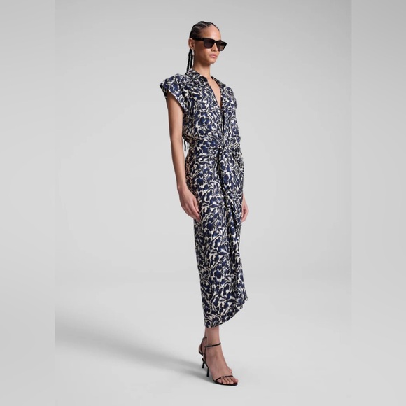 A.L.C $595 Emilia Midi Shirtdress ‘Navy/Cream’ - Picture 5 of 5